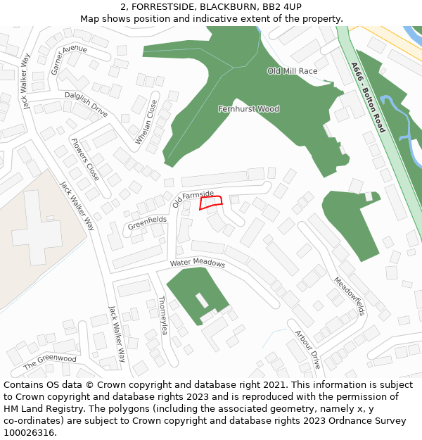2, FORRESTSIDE, BLACKBURN, BB2 4UP: Location map and indicative extent of plot