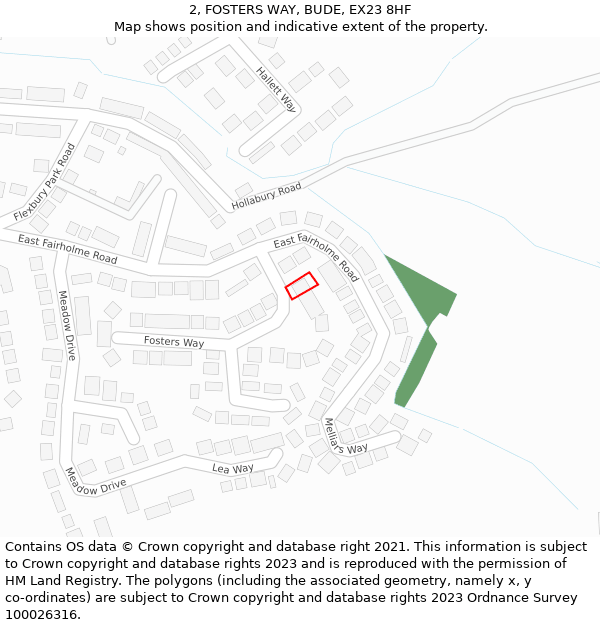 2, FOSTERS WAY, BUDE, EX23 8HF: Location map and indicative extent of plot