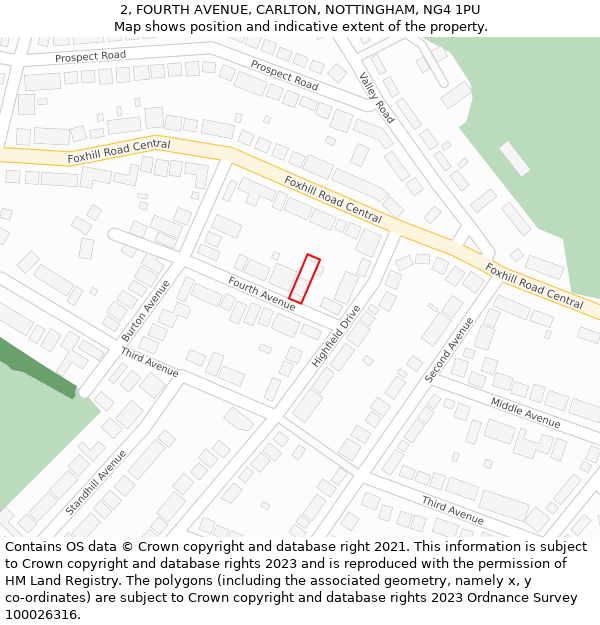 2, FOURTH AVENUE, CARLTON, NOTTINGHAM, NG4 1PU: Location map and indicative extent of plot