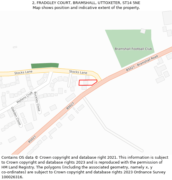 2, FRADGLEY COURT, BRAMSHALL, UTTOXETER, ST14 5NE: Location map and indicative extent of plot