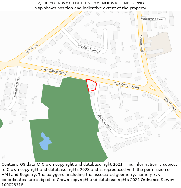 2, FREYDEN WAY, FRETTENHAM, NORWICH, NR12 7NB: Location map and indicative extent of plot