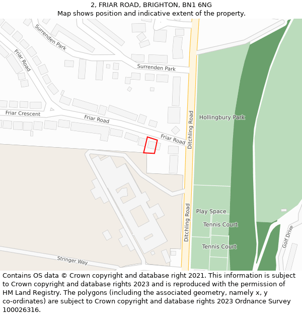 2, FRIAR ROAD, BRIGHTON, BN1 6NG: Location map and indicative extent of plot