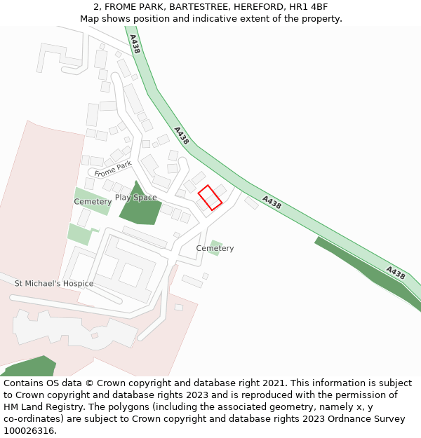 2, FROME PARK, BARTESTREE, HEREFORD, HR1 4BF: Location map and indicative extent of plot