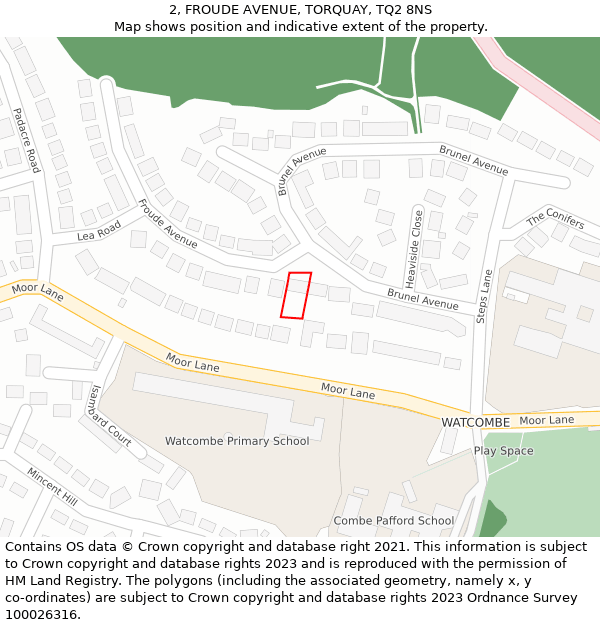 2, FROUDE AVENUE, TORQUAY, TQ2 8NS: Location map and indicative extent of plot