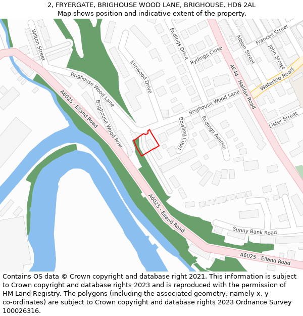 2, FRYERGATE, BRIGHOUSE WOOD LANE, BRIGHOUSE, HD6 2AL: Location map and indicative extent of plot