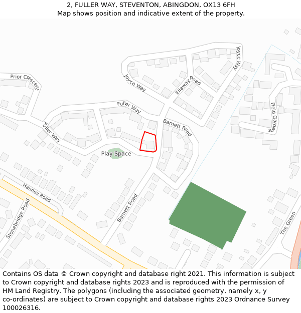 2, FULLER WAY, STEVENTON, ABINGDON, OX13 6FH: Location map and indicative extent of plot