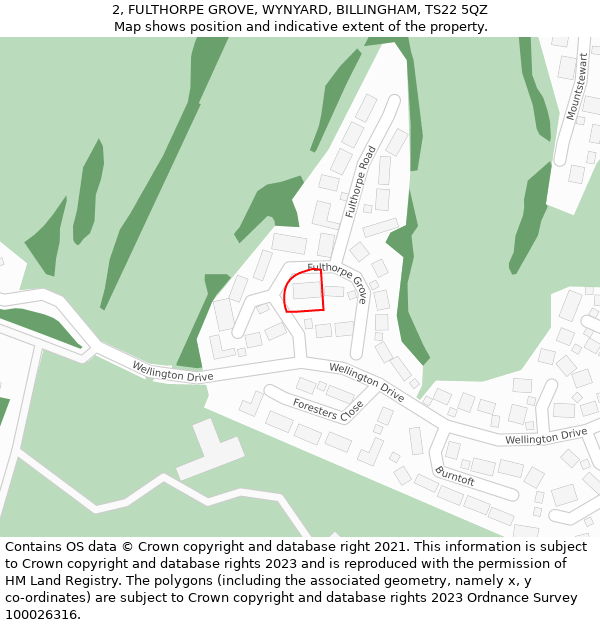 2, FULTHORPE GROVE, WYNYARD, BILLINGHAM, TS22 5QZ: Location map and indicative extent of plot