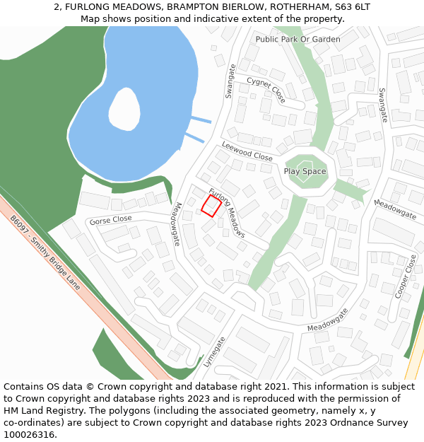 2, FURLONG MEADOWS, BRAMPTON BIERLOW, ROTHERHAM, S63 6LT: Location map and indicative extent of plot