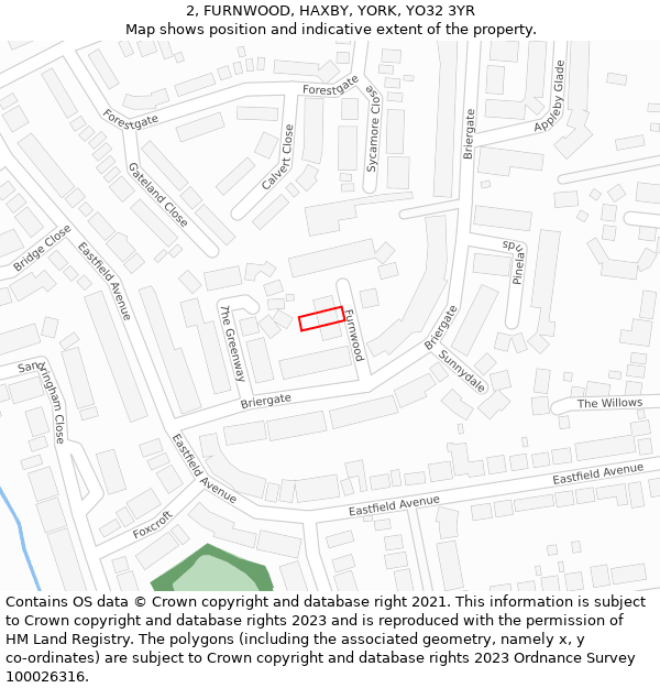 2, FURNWOOD, HAXBY, YORK, YO32 3YR: Location map and indicative extent of plot