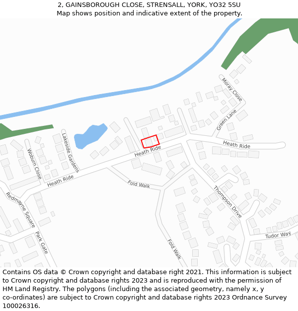 2, GAINSBOROUGH CLOSE, STRENSALL, YORK, YO32 5SU: Location map and indicative extent of plot