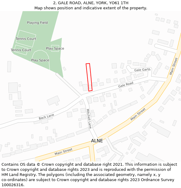 2, GALE ROAD, ALNE, YORK, YO61 1TH: Location map and indicative extent of plot