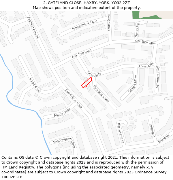 2, GATELAND CLOSE, HAXBY, YORK, YO32 2ZZ: Location map and indicative extent of plot