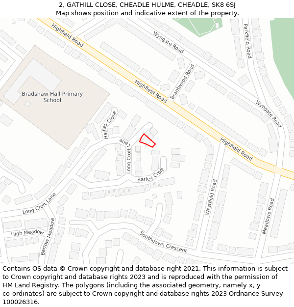 2, GATHILL CLOSE, CHEADLE HULME, CHEADLE, SK8 6SJ: Location map and indicative extent of plot