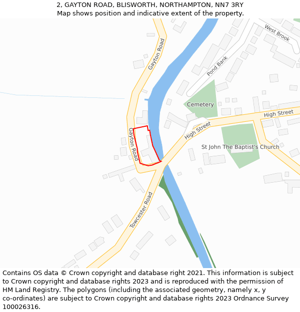 2, GAYTON ROAD, BLISWORTH, NORTHAMPTON, NN7 3RY: Location map and indicative extent of plot