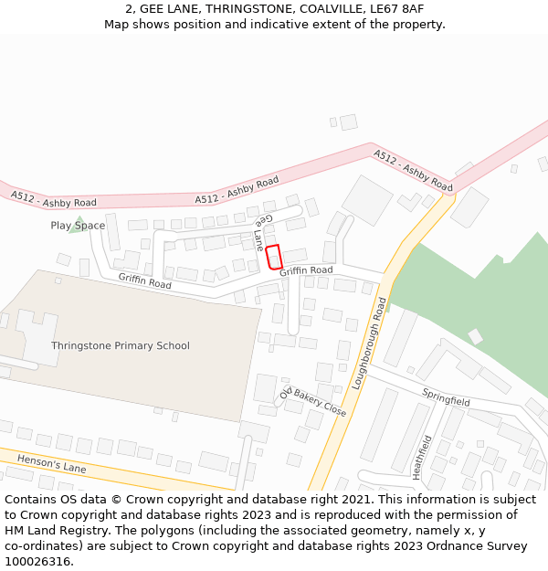 2, GEE LANE, THRINGSTONE, COALVILLE, LE67 8AF: Location map and indicative extent of plot