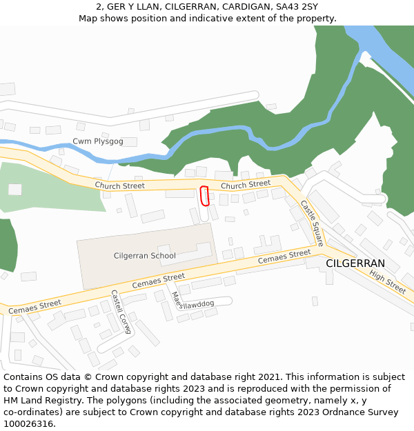 2, GER Y LLAN, CILGERRAN, CARDIGAN, SA43 2SY: Location map and indicative extent of plot