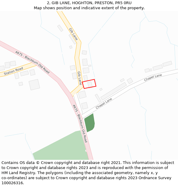 2, GIB LANE, HOGHTON, PRESTON, PR5 0RU: Location map and indicative extent of plot