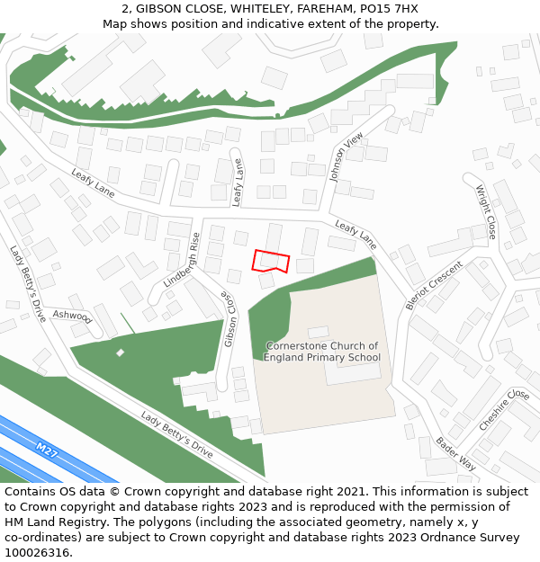 2, GIBSON CLOSE, WHITELEY, FAREHAM, PO15 7HX: Location map and indicative extent of plot