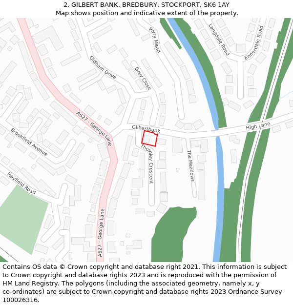 2, GILBERT BANK, BREDBURY, STOCKPORT, SK6 1AY: Location map and indicative extent of plot