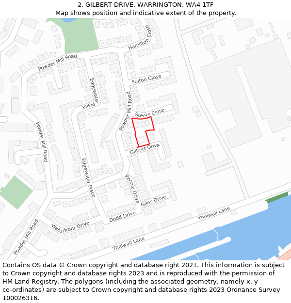 2, GILBERT DRIVE, WARRINGTON, WA4 1TF: Location map and indicative extent of plot
