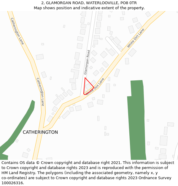 2, GLAMORGAN ROAD, WATERLOOVILLE, PO8 0TR: Location map and indicative extent of plot