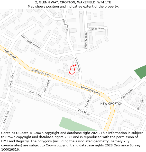 2, GLENN WAY, CROFTON, WAKEFIELD, WF4 1TE: Location map and indicative extent of plot