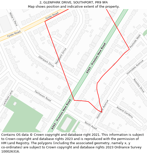 2, GLENPARK DRIVE, SOUTHPORT, PR9 9FA: Location map and indicative extent of plot