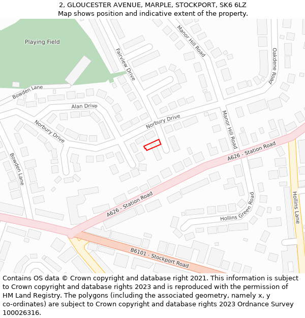 2, GLOUCESTER AVENUE, MARPLE, STOCKPORT, SK6 6LZ: Location map and indicative extent of plot