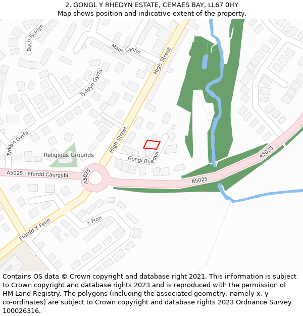 2, GONGL Y RHEDYN ESTATE, CEMAES BAY, LL67 0HY: Location map and indicative extent of plot