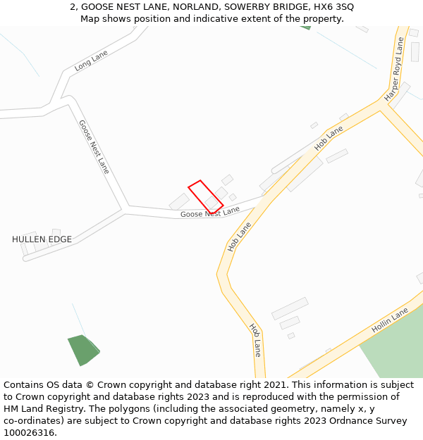 2, GOOSE NEST LANE, NORLAND, SOWERBY BRIDGE, HX6 3SQ: Location map and indicative extent of plot