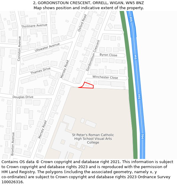 2, GORDONSTOUN CRESCENT, ORRELL, WIGAN, WN5 8NZ: Location map and indicative extent of plot