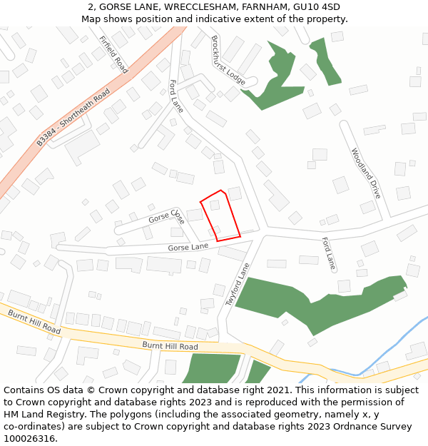 2, GORSE LANE, WRECCLESHAM, FARNHAM, GU10 4SD: Location map and indicative extent of plot