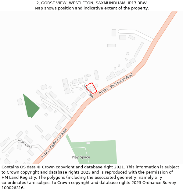 2, GORSE VIEW, WESTLETON, SAXMUNDHAM, IP17 3BW: Location map and indicative extent of plot