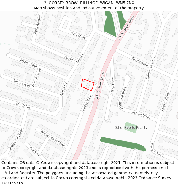 2, GORSEY BROW, BILLINGE, WIGAN, WN5 7NX: Location map and indicative extent of plot