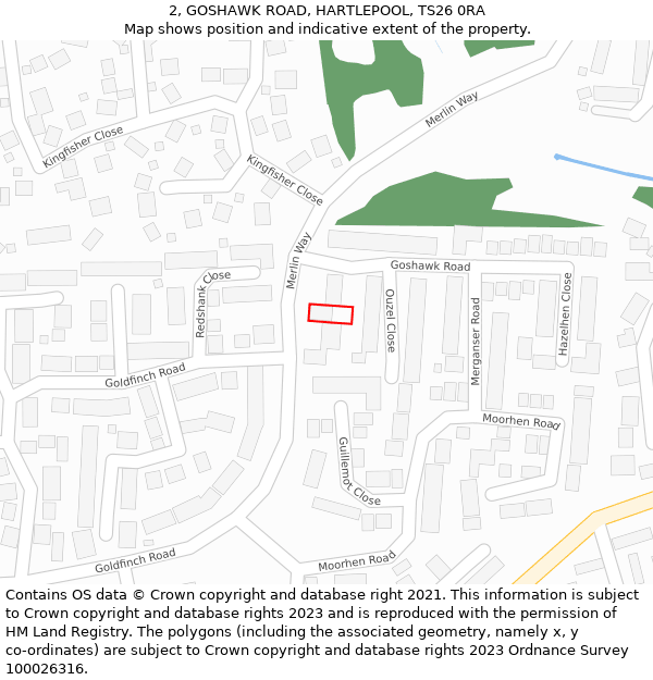 2, GOSHAWK ROAD, HARTLEPOOL, TS26 0RA: Location map and indicative extent of plot