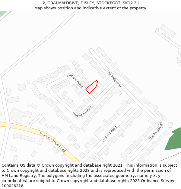 2, GRAHAM DRIVE, DISLEY, STOCKPORT, SK12 2JJ: Location map and indicative extent of plot