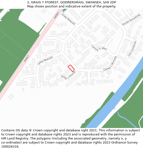 2, GRAIG Y FFOREST, GODRERGRAIG, SWANSEA, SA9 2DP: Location map and indicative extent of plot