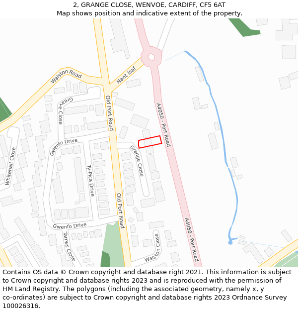 2, GRANGE CLOSE, WENVOE, CARDIFF, CF5 6AT: Location map and indicative extent of plot