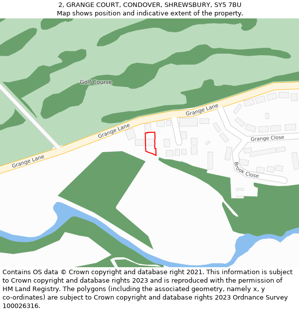 2, GRANGE COURT, CONDOVER, SHREWSBURY, SY5 7BU: Location map and indicative extent of plot