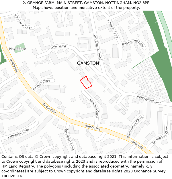 2, GRANGE FARM, MAIN STREET, GAMSTON, NOTTINGHAM, NG2 6PB: Location map and indicative extent of plot