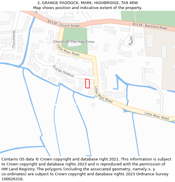 2, GRANGE PADDOCK, MARK, HIGHBRIDGE, TA9 4RW: Location map and indicative extent of plot