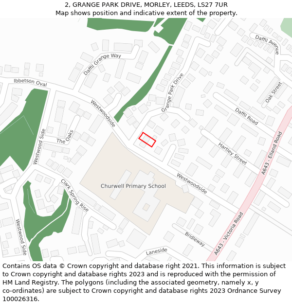 2, GRANGE PARK DRIVE, MORLEY, LEEDS, LS27 7UR: Location map and indicative extent of plot