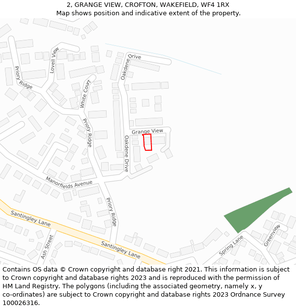 2, GRANGE VIEW, CROFTON, WAKEFIELD, WF4 1RX: Location map and indicative extent of plot