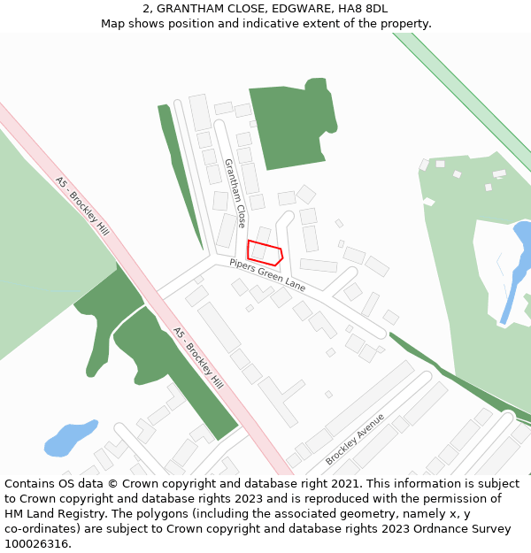 2, GRANTHAM CLOSE, EDGWARE, HA8 8DL: Location map and indicative extent of plot