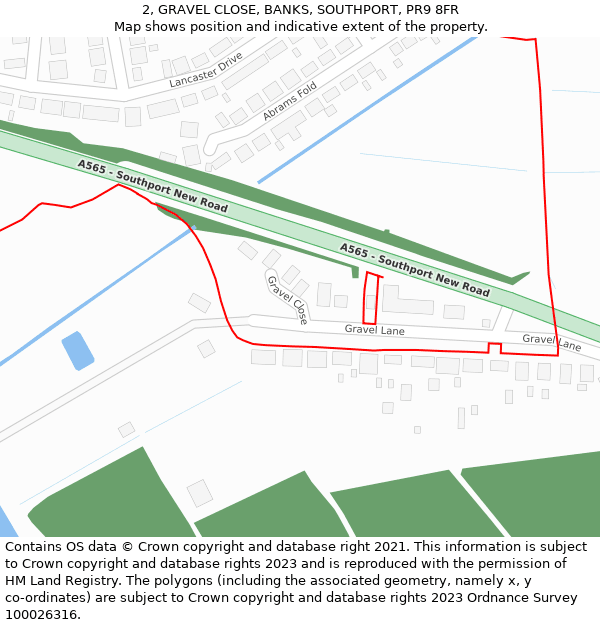 2, GRAVEL CLOSE, BANKS, SOUTHPORT, PR9 8FR: Location map and indicative extent of plot