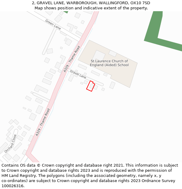 2, GRAVEL LANE, WARBOROUGH, WALLINGFORD, OX10 7SD: Location map and indicative extent of plot
