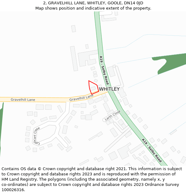 2, GRAVELHILL LANE, WHITLEY, GOOLE, DN14 0JD: Location map and indicative extent of plot