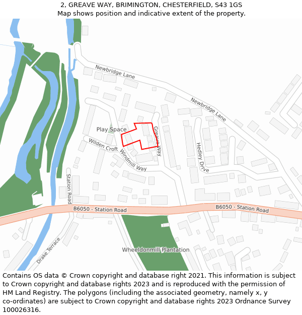 2, GREAVE WAY, BRIMINGTON, CHESTERFIELD, S43 1GS: Location map and indicative extent of plot