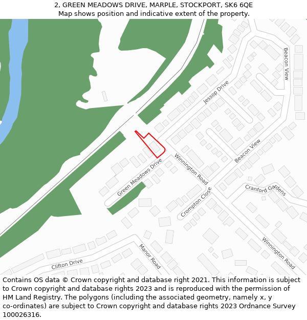 2, GREEN MEADOWS DRIVE, MARPLE, STOCKPORT, SK6 6QE: Location map and indicative extent of plot