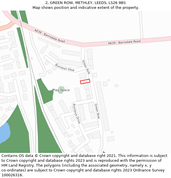 2, GREEN ROW, METHLEY, LEEDS, LS26 9BS: Location map and indicative extent of plot